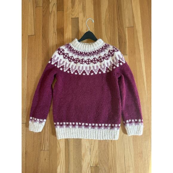 Vintage Wool Fair Isle Nordic Wool Sweater Holiday Winter Ski Chunky Knit Sz L - Picture 1 of 5